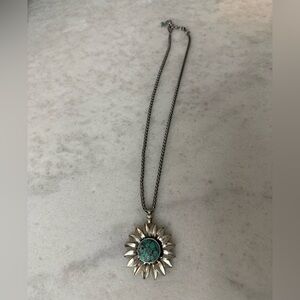 Lucky Brand Silver and Turquoise Sunburst Necklace